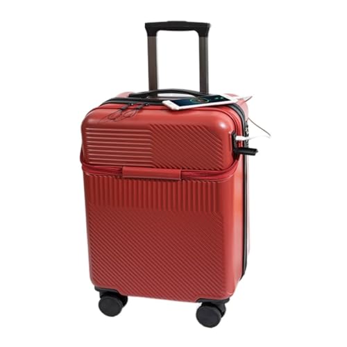 LUDAOER Trolley-Koffer Multifunktionaler 20-Zoll-Boarding-Koffer mit Frontöffnung, Kleiner Leichter Trolley-Koffer, 24-Zoll-Koffer Reisekoffer (Color : Red, Size : 20in) von LUDAOER