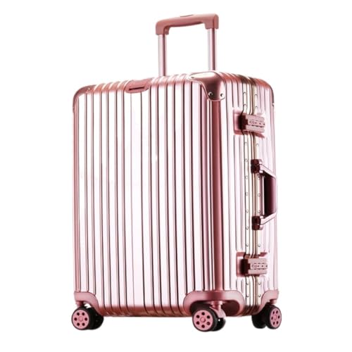 LUDAOER Trolley-Koffer Trolley-Koffer, Universal-Rollenkoffer, Herren- und Damenkoffer, Passwortbox-Koffer, Koffer Reisekoffer (Color : Pink, Size : 20in) von LUDAOER