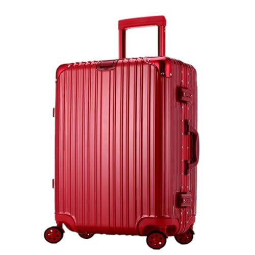 LUDAOER Trolley-Koffer Trolley-Koffer, Universal-Rollenkoffer, Herren- und Damenkoffer, Passwortbox-Koffer, Koffer Reisekoffer (Color : Red, Size : 26in) von LUDAOER