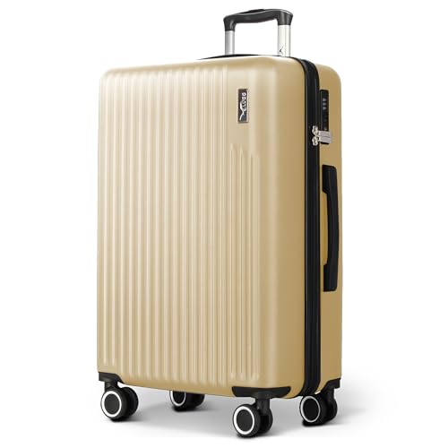 LUGG 71,1 cm ABS-Gepäck mit TSA-Einkerbung, Aluminium-Trolleygriff, 360° drehbare Räder, wasserabweisendes und langlebiges Material, kompatibel mit Fluggesellschaften (75 x 30 x 49 cm), Sand, 140, von LUGG