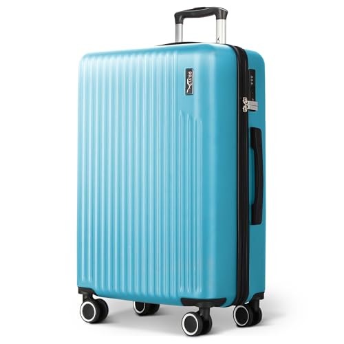 LUGG 71,1 cm ABS-Gepäck mit TSA-Einkerbung, Aluminium-Trolleygriff, 360° drehbare Räder, wasserabweisendes und langlebiges Material, kompatibel mit Fluggesellschaften (75 x 30 x 49 cm), hellblau, 140, von LUGG