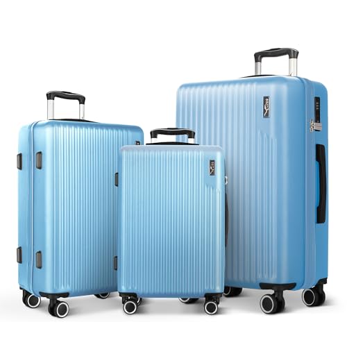 LUGG 71,1 cm ABS-Gepäck mit TSA-Einkerbung, Aluminium-Trolleygriff, 360° drehbare Räder, wasserabweisendes und langlebiges Material, kompatibel mit Fluggesellschaften (75 x 30 x 49 cm), himmelblau, von LUGG