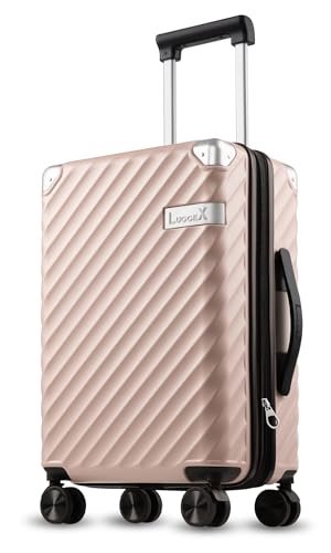 LUGGEX Handgepäck Koffer Hartschale mit Rollen - 100% Polycarbonat Erweiterbar Hartschalenkoffer - Reise Koffer für Stressfreies Reisen (Pink) von LUGGEX