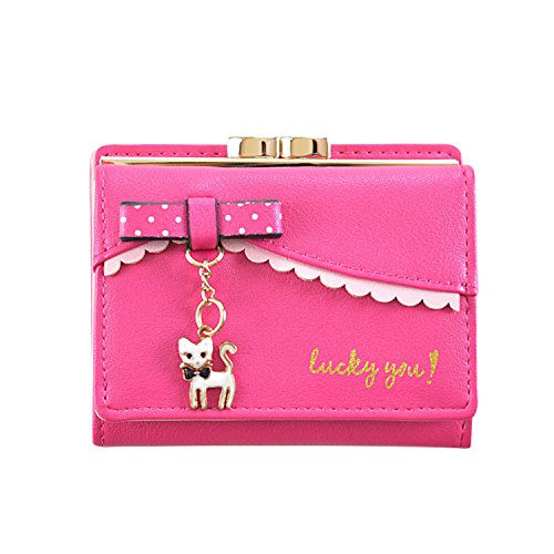 LUI SUI Frauen PU Leder Brieftasche Nette Katze Tier Kartenhalter Organizer Kleine Geldbörse Quaste Reißverschluss für Damen und Mädchen von LUI SUI