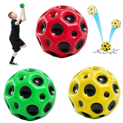 LUKIUP Astro Jump Ball, 3 Stück Mehrfarbig Space Moon Ball, 7 cm Hohe Spruinge Gummiball, Knallendes Gerausch Machen Springball für Kinder, Interaktives Spielzeug zum Stressabbau für Kinder Im Freien von LUKIUP