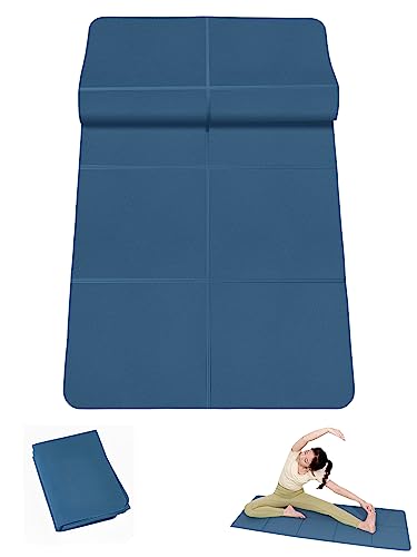 Faltbare Yogamatte für Reisen – LULUWA rutschfeste, tragbare 3 mm dicke TPE-Übungsmatte für Fitness, Yoga, Pilates, Workout, Outdoor, Camping, Blau von LULUWA