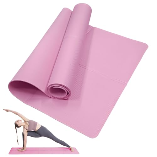 LULUWA Klassische Yogamatte für Damen und Herren, rutschfest, tragbar, 3 mm dick, EVA-Übungsmatte für Fitness, Yoga, Pilates, Workout, Outdoor, Camping, Reisen (Rosa) von LULUWA
