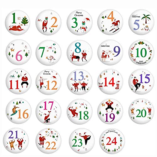 Adventskalender Zahlen Buttons Anstecker 1 Bis 24 Buttons Adventskalender Zahlen Weihnachtskalender Adventskalenderzahlen Nummer Buttons Pins Für DIY Weihnachten Kalender Und Dekorieren Geschenk von LUMoony