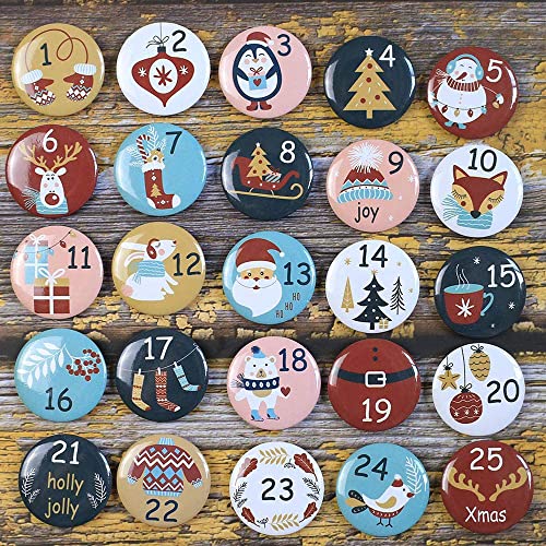 Adventskalender Zahlen Buttons Anstecker 1 Bis 25 Buttons Adventskalender Zahlen Weihnachtskalender Adventskalenderzahlen Nummer Buttons Pins Für DIY Weihnachten Kalender Und Dekorieren Geschenk von LUMoony