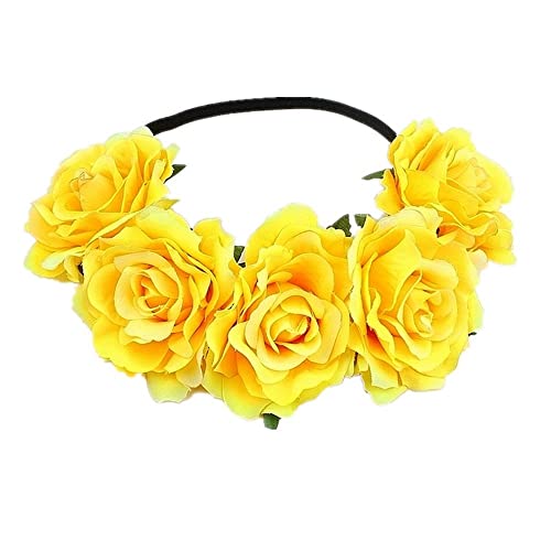 LUMoony 1Pcs Blumenkrone Brautschmuck Haarkranz Hochzeit Blumengirlande Blumenkrone Stirnband Boho Blumen Haarkranz Brautbrautjungfern Haarband für Damen Mädchen von LUMoony