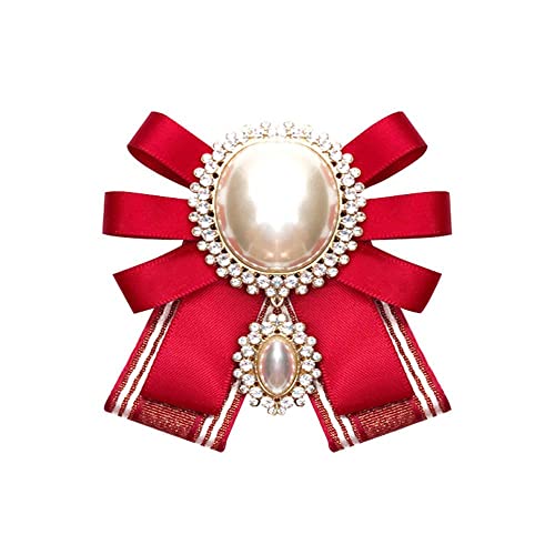 LUMoony 1Pcs Damen Schleifenbrosche mit Strass Vintage Broschennadeln Schleifenbrosche Bowknot Perle Brosche Brosche für Party, Dekoration,Hochzeiten, Mit Röcken,Hemden,Hüte von LUMoony