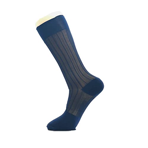 LUMoony 2 Paar Herren Kleid Socken Baumwolle Kleid Socken Over The Calf Herren Kleid Socken Gestreifte Herren Anzug Socken Sheer Sexy Socken Nylon Seidensocken von LUMoony