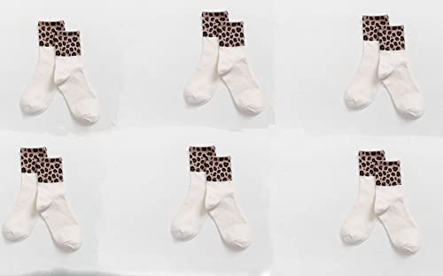LUMoony 6 Paare Dame Baumwollsocken Leopardenmuster Crew Socken Socken mit Leopardenmuster Socken Crew Cotton Socken Leopardsocken Winter Warm Leoparden Socke Wintersocken Leopard von LUMoony