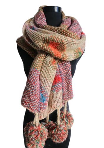 LUMoony Damen Herren Schal Warmer Strickschal Winterschal Bunten Punkt Polka Dot Gestrickt Bohemia Weicher Länger Schals Herbst Winter Strickschal 200 * 37cm für Wintermantel Kleid Scarf Headwear von LUMoony