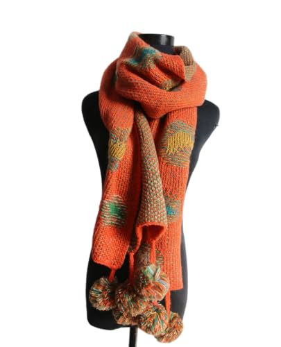 LUMoony Damen Herren Schal Warmer Strickschal Winterschal Bunten Punkt Polka Dot Gestrickt Bohemia Weicher Länger Schals Herbst Winter Strickschal 200 * 37cm für Wintermantel Kleid Scarf Headwear von LUMoony