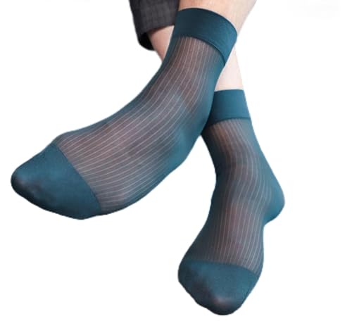 LUMoony Herren Ultradünne Kleid Socken Seide Durchsichtig Business Socken 2 Paar Herren-Socken aus Nylon Muster atmungsaktiv dünn und einfarbig Business-Socken von LUMoony