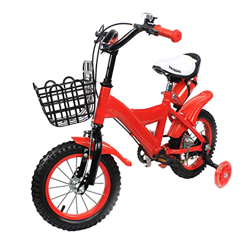 LUNICASHA Kinderfahrrad 12 Zoll Fahrrad für Mädchen und Jungen 12" Kinder Fahrrad mit Stützräder und Aufbewahrungskorb Kinderrad Kinderfahrräder Rot von LUNICASHA