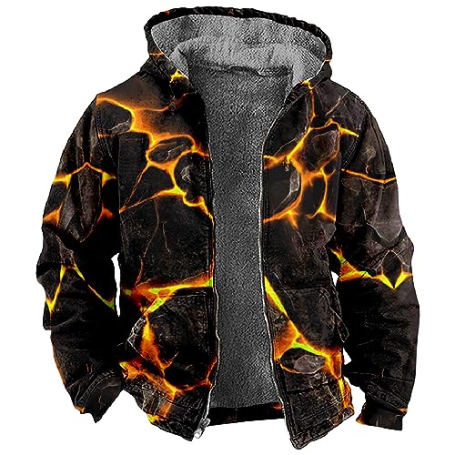 LUNULE Field Jacket Herren Warnschutzjacke Camouflage Jacke 3D Druck Teddy Fleece Gefüttert Hoodie Winter Dicke Plüsch Innenfutter Strickpullover von LUNULE