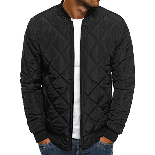 LUNULE Herren Daunenjacke Warm Stehkragen Winterjacke Ultraleicht Dicker Steppjacke mit Ärmeltasche Herbst Winter Bomberjacke Einfarbig Outdoor Übergangsjacke Tasche Thermojacke Baseballjacke Mantel von LUNULE