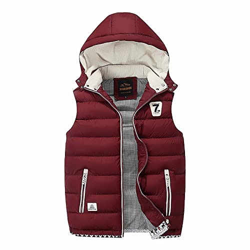 LUNULE Herren Kapuzenweste Sport Fitness Training Jogging Outdoor-Weste Ärmellos Slim Fit Daunenweste Mit Kapuze für Männer Reißverschluss Stepp-Weste Herren Herbst Winter Warm Freizeitweste von LUNULE