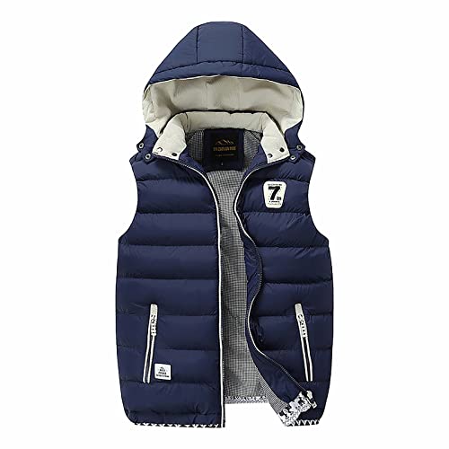 LUNULE Herren Kapuzenweste Sport Fitness Training Jogging Outdoor-Weste Ärmellos Slim Fit Daunenweste Mit Kapuze für Männer Reißverschluss Stepp-Weste Herren Herbst Winter Warm Freizeitweste von LUNULE