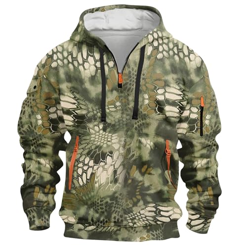 LUNULE Weihnachtspulli Herren Arbeitspullover Camouflage Drucken Langarm Kapuzenpullover Mit Reißverschluss Casual Pullover Decken Hoodie von LUNULE