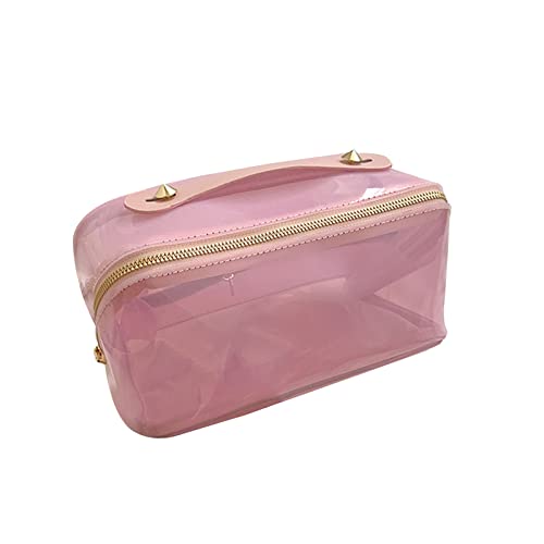 LUOFENG Reise-Kosmetiktasche mit großem Fassungsvermögen, transparenter Kulturbeutel, Make-up-Tasche für Damen, tragbare PU-Kulturtasche mit Griff von LUOFENG