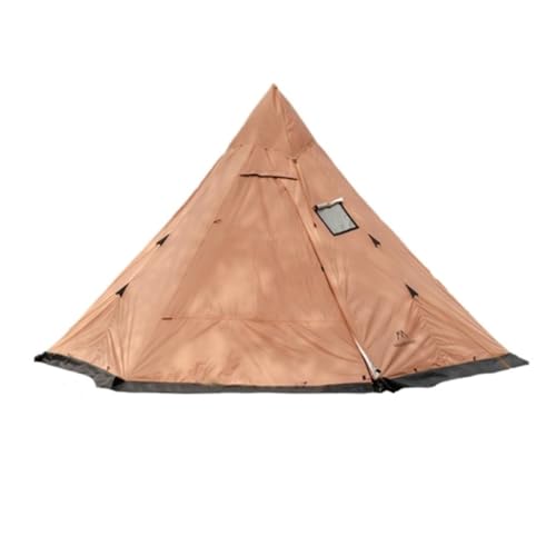 Zelt Heißes Zelt Im Freien, Indische Pyramide, Oxford-Stoffzelt, Mehrpersonen-Camping, Regensicheres Holzofenzelt Zelte (Color : Brown, Size : A) von LUOQIANDEBB