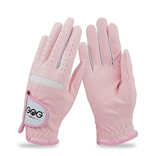 LUOSHUAI Golf Handschuhe Pack 1 Paar Frauen Golfhandschuhe Rosa Weichfaser Atmungsaktive Anti-Rutsch-Linke und rechte Hand Sporthandschuhe Frauen Golf Handschuh Herren (Color : Pink, Size : 18 M) von LUOSHUAI