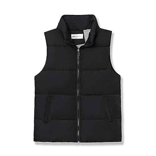 Damen Weste，Damen Steppweste Lässig Kurz Verdicken Schwarz Plüschfutter Stehkragen Reißverschluss Taschen Winter Winddicht Bodywarmer Weste Gepolsterte Ärmellose Jacke Mantel Weste,3XL von LUOY