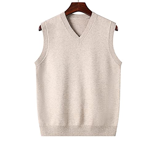 Pullunder Herren Ärmellos,Herren Strickpullover Weste Lässig Einfarbig Spleißen Slim Fit V-Ausschnitt Herbst Winter Warm Ärmellos Strick Pullover Weste Weste Stricken Tank Tops Bluse,Dunkelblau,XL von LUOY