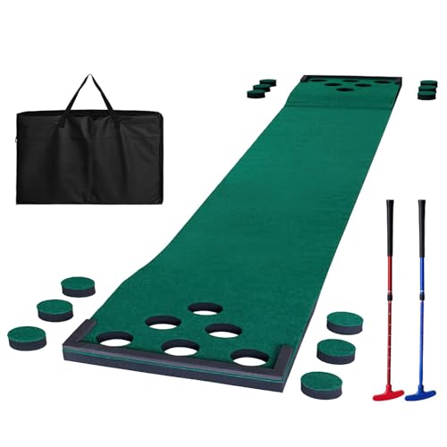 Golf Pong Putting Game Set - 330 x 50cm Putting Matte mit Ballbarrieren, 2 verstellbare Putter, Tragetasche, lustiges Spiel für Familienfeiern von LUXIANDA