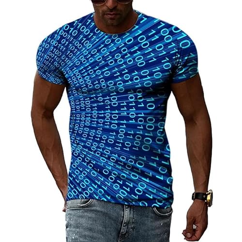 LUXINSHISU Blaues digitales 3D kurzärmliges Männer Frauen lässiges T-Shirt Erwachsene Studenten Rundhalsausschnitt Pullover Tops von LUXINSHISU