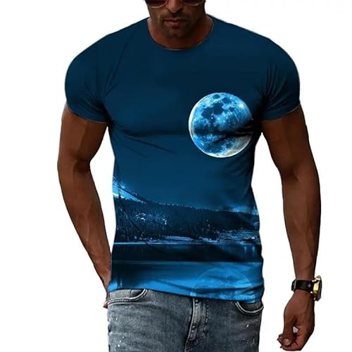 LUXINSHISU Blue Planet 3D kurzärmliges Männer Frauen lässiges T-Shirt Erwachsene Studenten Rundhalsausschnitt Pullover Tops von LUXINSHISU