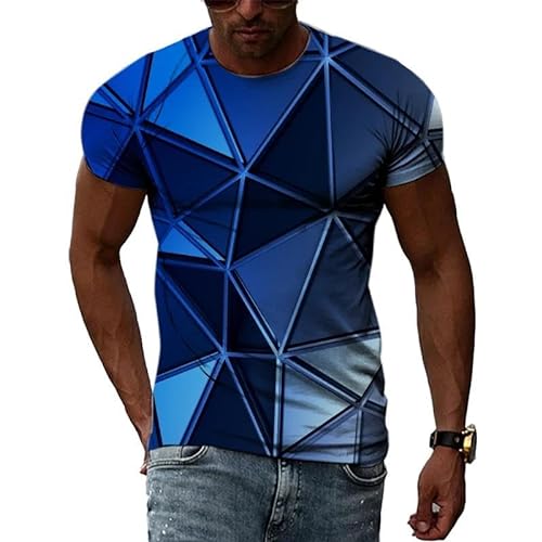 LUXINSHISU Geometrisches Diamant 3D Kurzarm-T-Shirt Herren Damen Freizeit T-Shirt Erwachsene Studenten Rundhalsausschnitt Pullover Tops von LUXINSHISU