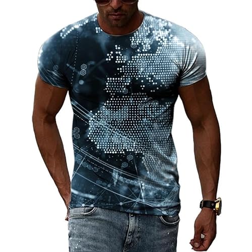 LUXINSHISU Graue Geometrie 3D kurzärmliges Herren Damen Freizeit T-Shirt Erwachsene Studenten Rundhalsausschnitt Pullover Tops von LUXINSHISU