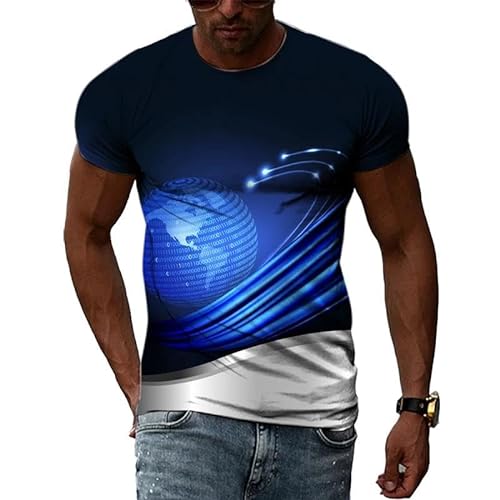 LUXINSHISU Kosmische Figuren 3D kurzärmliges Herren Damen Freizeit T-Shirt Erwachsene Studenten Rundhalsausschnitt Pullover Tops von LUXINSHISU