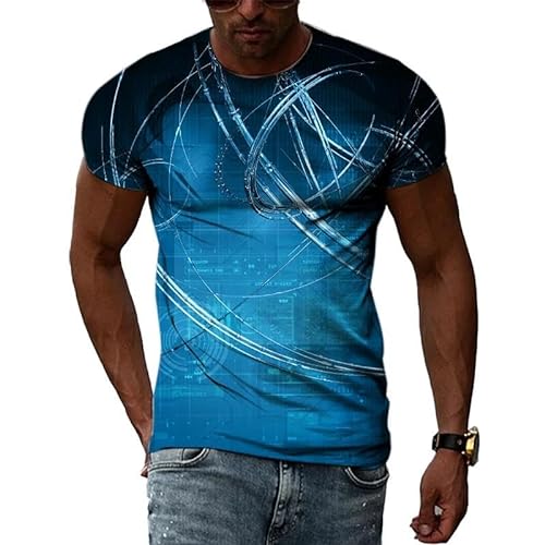 LUXINSHISU Kreative Geometrie 3D kurzärmliges Herren Damen Freizeit T-Shirt Erwachsene Studenten Rundhalsausschnitt Pullover Tops von LUXINSHISU