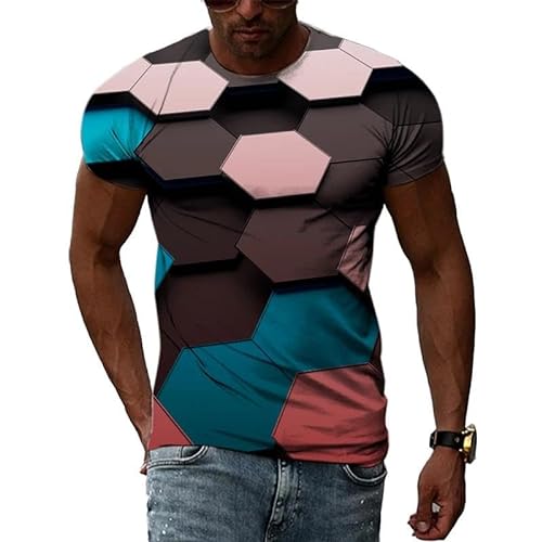 LUXINSHISU Stereo Geometry 3D kurzärmliges Männer und Frauen lässiges T-Shirt Erwachsene Studenten Rundhalsausschnitt Pullover Tops von LUXINSHISU