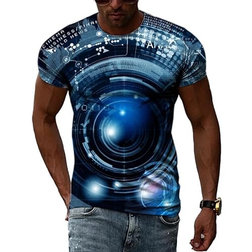 LUXINSHISU Stereo digital 3D kurzärmelig Männer Frauen Casual T Shirt Erwachsene Studenten Rundhals Pullover Tops von LUXINSHISU