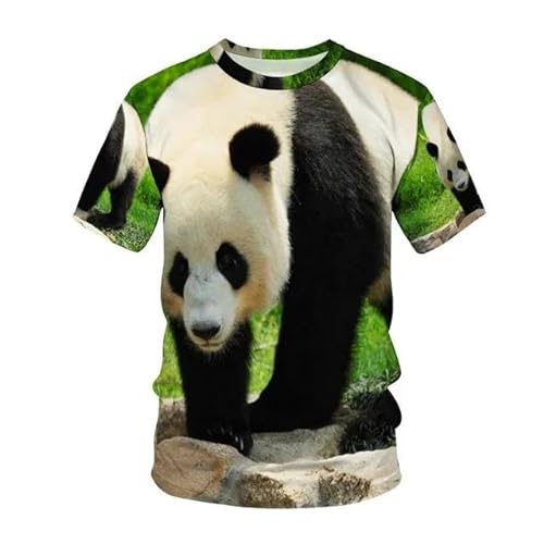 LUXINSHISU Zoo Panda 3D kurzärmliges Herren Damen Freizeit T-Shirt Erwachsene Studenten Rundhalsausschnitt Pullover Tops von LUXINSHISU