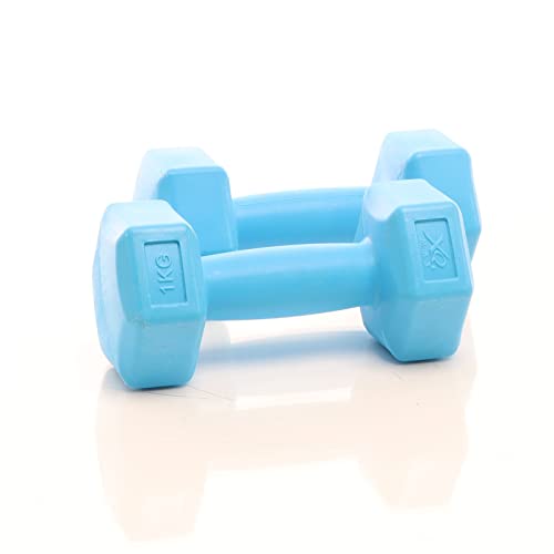 LUXTRI Hantel Set 2x 1kg blau Kurzhantel 2er Set mit rutschfesten Griffen für Krafttraining von LUXTRI