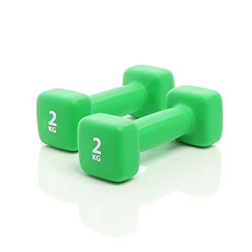 LUXTRI Kurzhantel Set 2 x 2 kg Grün Neopren Hantel 2er Set mit rutschfesten Griffen für Krafttraining Gewichte Kurzhanteln Zuhause Training von LUXTRI