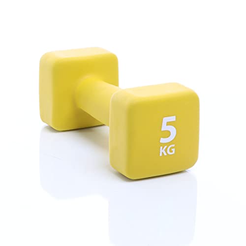 LUXTRI Neopren Kurzhantel 5 kg in Gelb Hantel mit rutschfestem Griff Gewicht für Krafttraining von LUXTRI