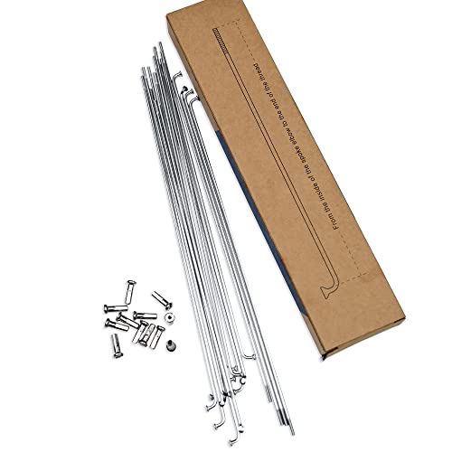 LUXU 36 Stück 14G J Bend Fahrradspeichen, Fahrradspeichen mit Messingnippeln, Mountainbike-Stahlspeichen, für MTB-Radspeichen, Ebike, Downhill, Citybikes, Ersatz-/Reparaturspeichen-(72 mm-Silber) von LUXU