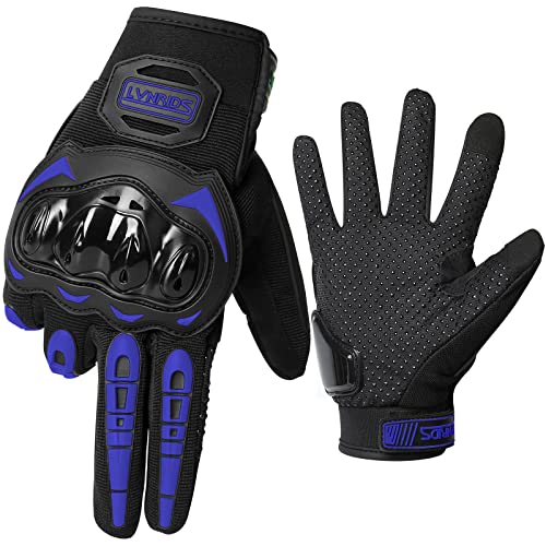 LVNRIDS Motorrad Handschuhe Touchscreen Vollfinger Handschuhe Atmungsaktiv Fahrradhandschuhe Reithandschuhe für Radfahren Airsoft Motorrad Blau L von LVNRIDS