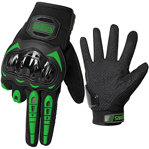 LVNRIDS Motorradhandschuhe Touchscreen Vollfinger Handschuhe für Herren Damen, für Motorradrennen Mountainbike Motorcross Grün L von LVNRIDS