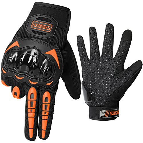 LVNRIDS Motorradhandschuhe Touchscreen Vollfinger Handschuhe für Herren Damen, für Motorradrennen Mountainbike Motorcross Orange M von LVNRIDS