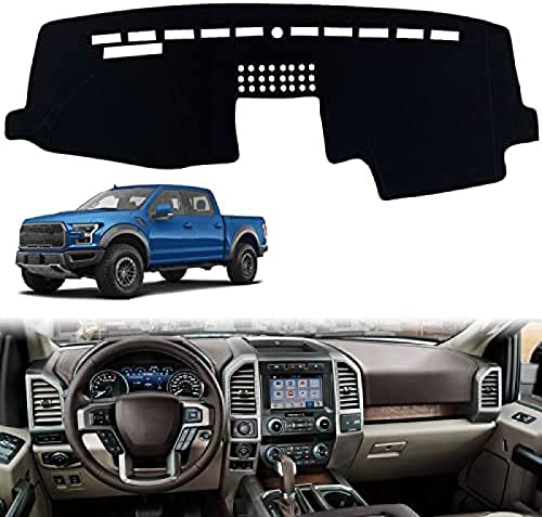 Armaturenbrett-Abdeckungsmatte, Teppich, rutschfest, kompatibel mit Ford F150 2015-2020, Sonnenschutz (Schwarze Verkleidung), Schwarze Verkleidung von LWTLKE
