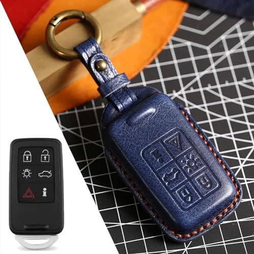 LXHZNB Leder-Autoschlüssel-Hülle, Schlüsselanhänger-Zubehör, Schlüsselanhänger-Halter, Tasche, für Volvo XC60 V60 S60 XC70 V40, Leder-Schlüsselanhänger-Halter von LXHZNB